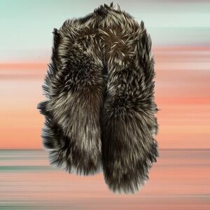 Vintage Silver Fox Fur Stole / Scarf – Dramatic Natural Silver & Charcoal Tones